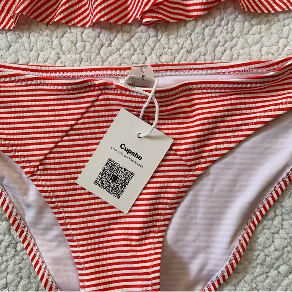 Cupshe Stripe High Waisted  Bikini Sets Tank Top Swimsuit - Picture 5 of 5